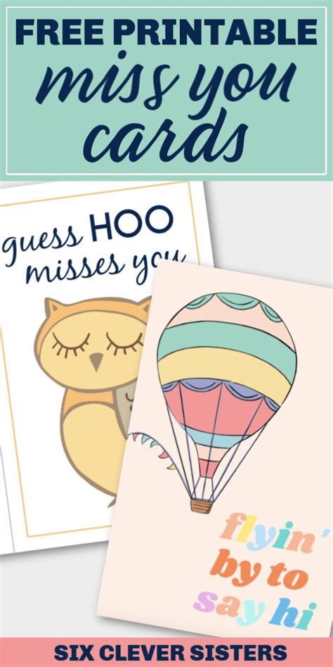 Printable Missing You Cards